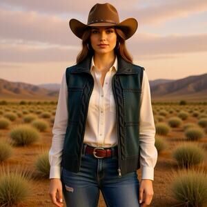 Designer Originals Studio Genuine Leather Suede Vest Women S Black Knit Western